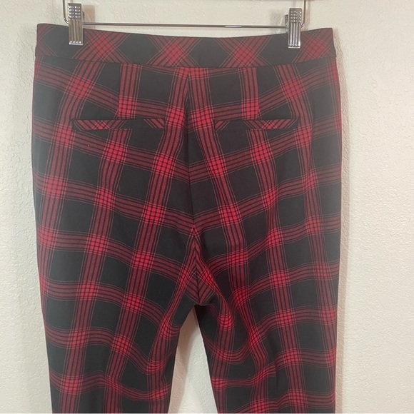 J. Jill Premium Bi-Stretch High Rise Trouser Pants size 6 Red Black Plaid Preppy - Picture 7 of 9